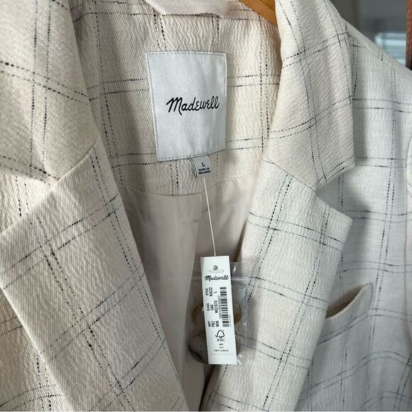 NWT! ✨ MADEWELL — Caldwell Double-Breasted Blazer in Ghent Plaid Large - Picture 6 of 6